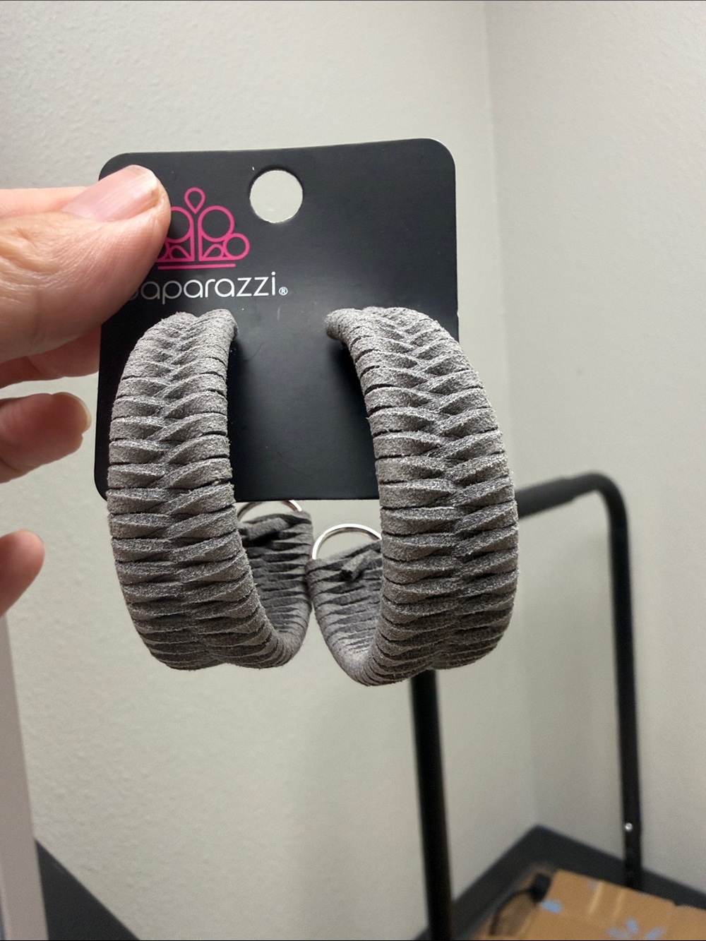 paparazzi Heathered Gray Wrapped Hoop Earrings